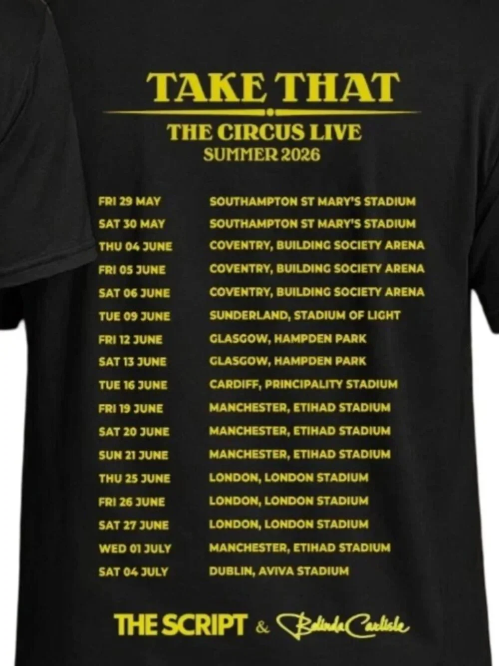 Take That The Circus Live Tour 2026 T Shirt UK Stadium Summer Concert Unisex 276